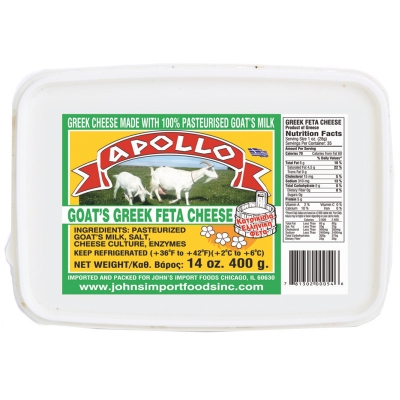 APOLLO GREEK FETA CHEESE, 100% GOAT'S MILK, IN BRINE