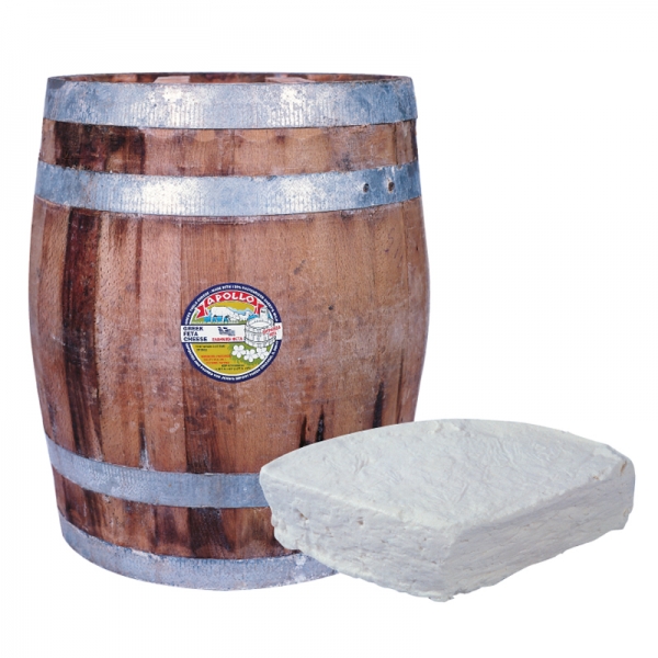 APOLLO GREEK FETA CHEESE IN WOOD BARREL, 100% SHEEP&rsquo;S MILK, IN BRINE