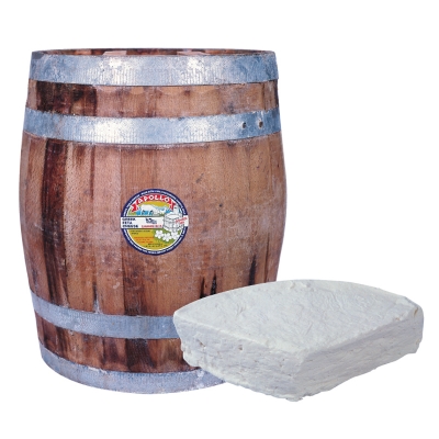 APOLLO GREEK FETA CHEESE IN WOOD BARREL, 100% SHEEP&rsquo;S MILK, IN BRINE